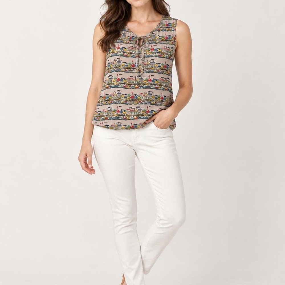 Banana Republic sheer shirt city scene